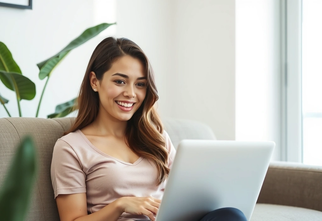 Happy woman shopping online with Vitalityandbloomlife