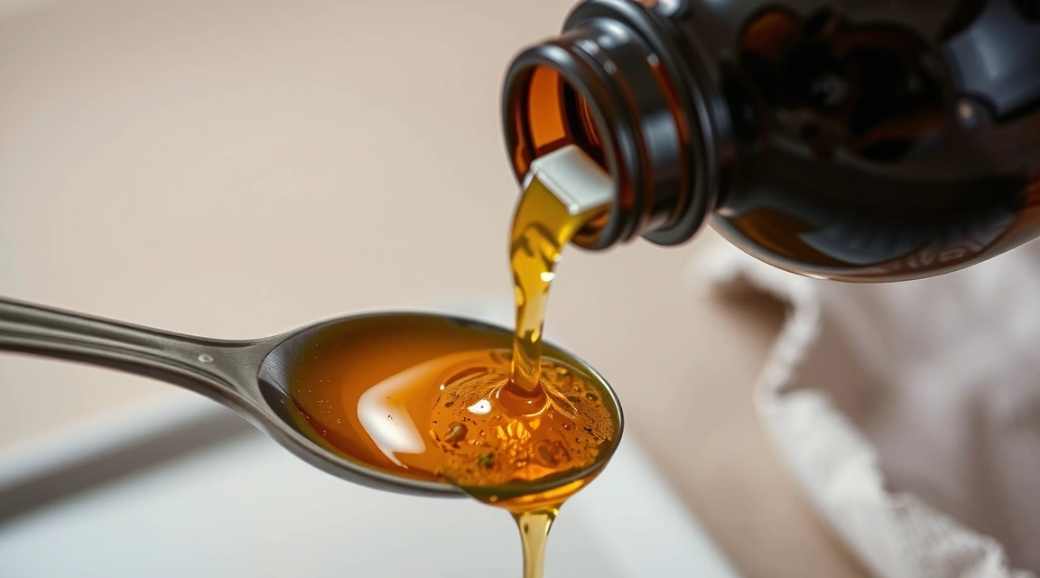 Herbal Elixir being poured into a spoon